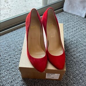 Christian Louboutin Eloise 100 Veau Velours Red Heels size 36